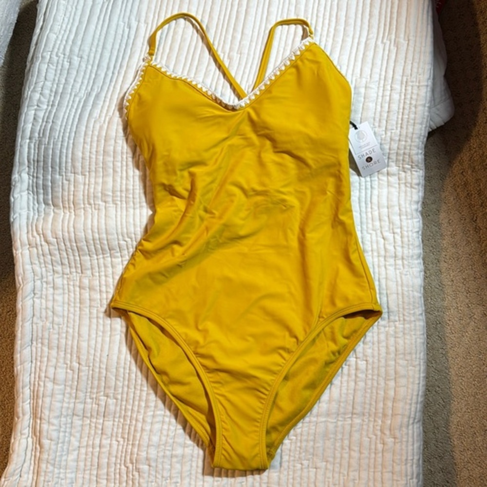 Women's Shell Stitch Bralette One Piece Swimsuit - Shade & Shore™ Yellow